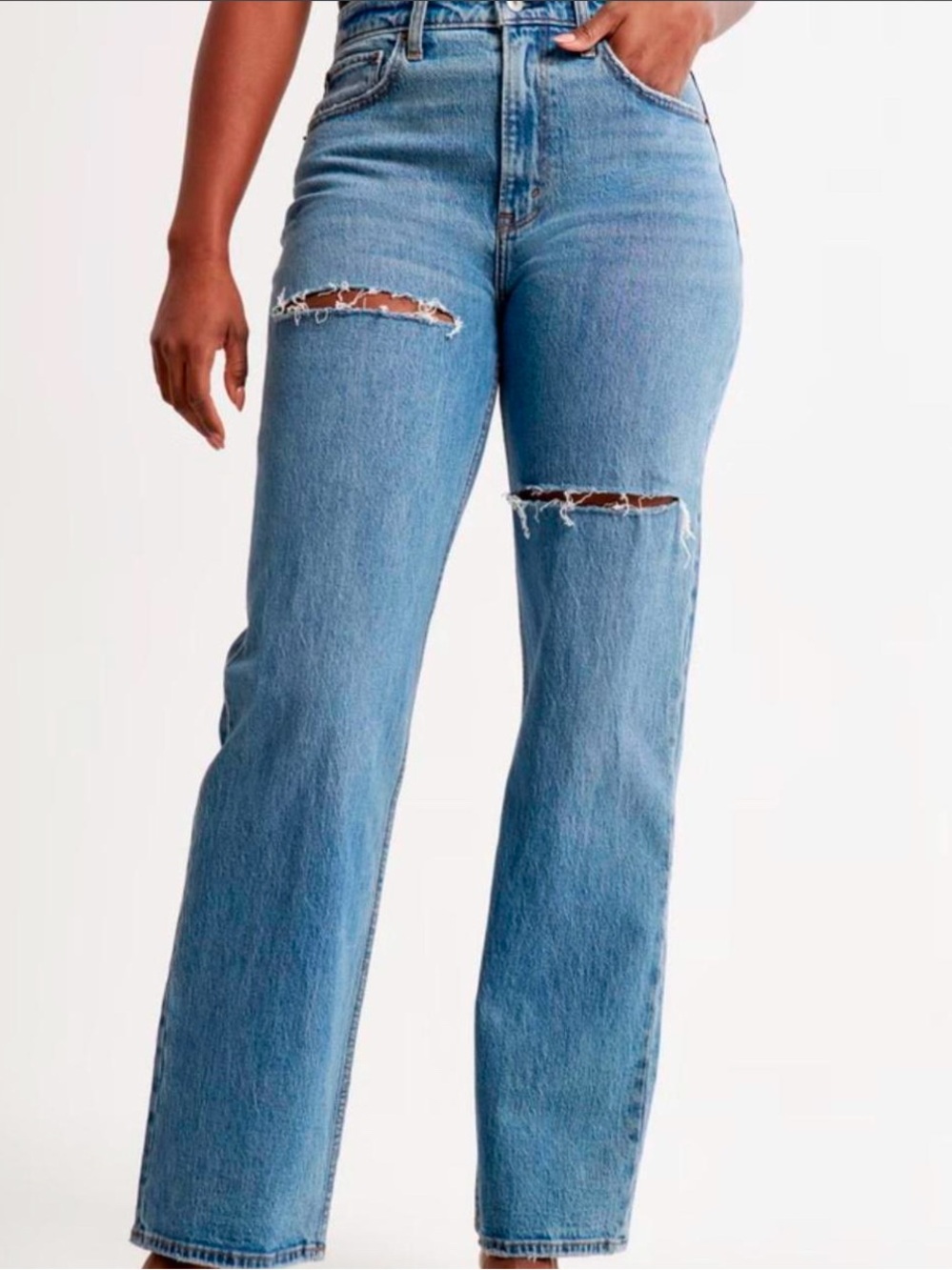 Abercrombie The 90’s High Rise Relaxed Jeans size 30/10 Distressed